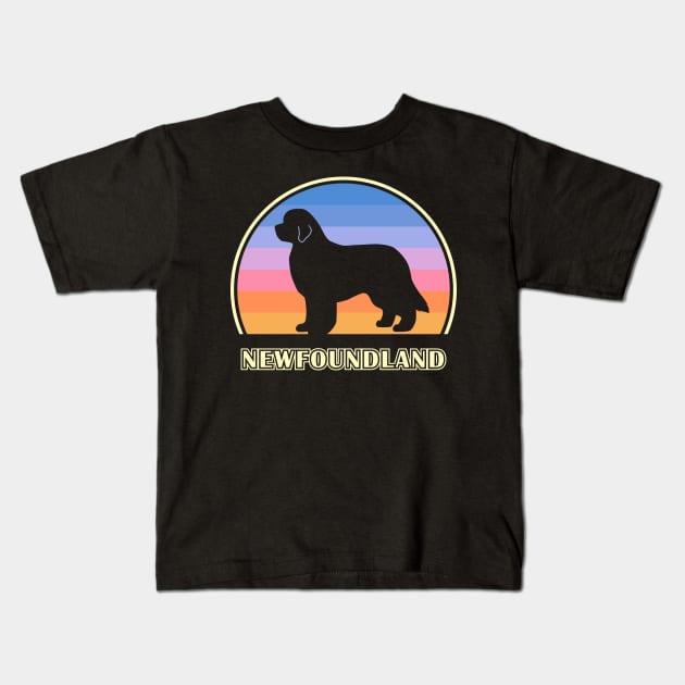 Newfoundland Vintage Sunset Dog Kids T-Shirt by millersye